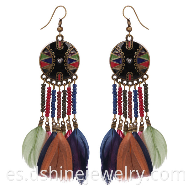 Wholesale Beaded Style Feather Earrings